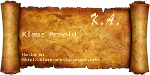 Klasz Arnold névjegykártya